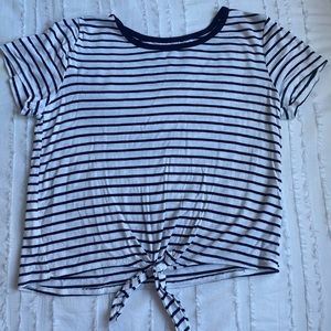 Blu Planet Black and White Striped Top With Tie